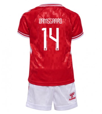 Dinamarca Mikkel Damsgaard #14 Primera Equipación Niños Eurocopa 2024 Manga Corta (+ Pantalones cortos)